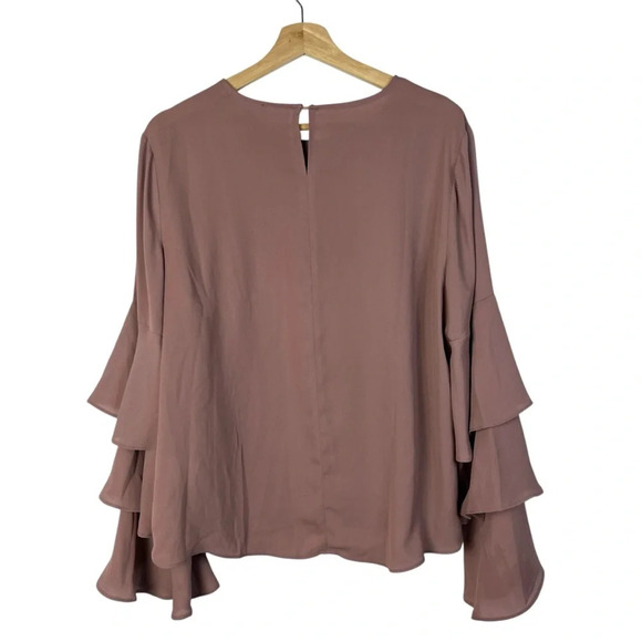 Boutique Basic Model Mauve Pink Tiered Long Sleeve Blouse L - Picture 2 of 6